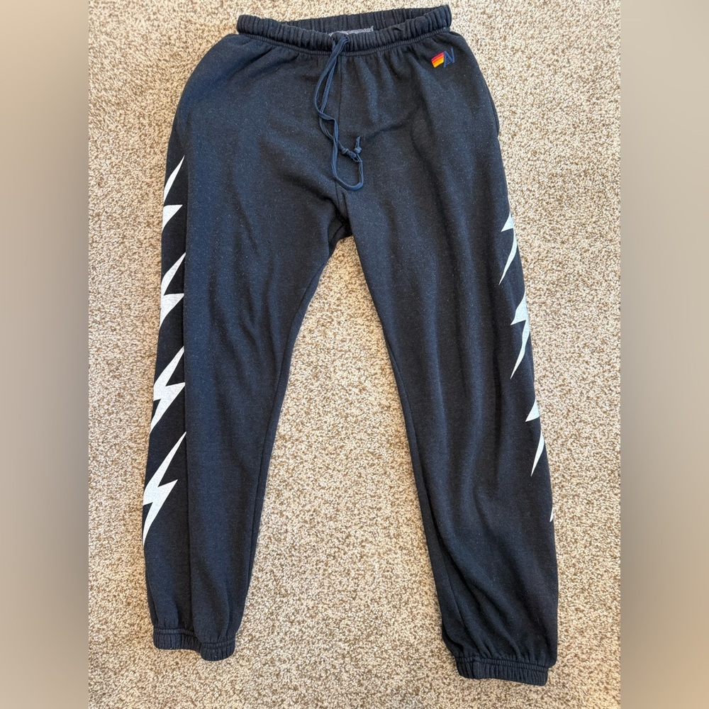 Aviator Nation Black Sweatpants with Lightning Bolt Accents - Picture 3 of 7